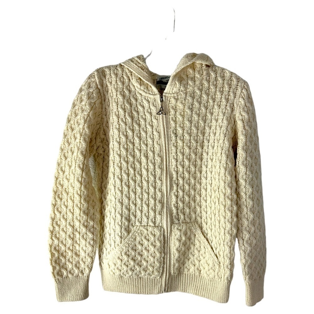 Aran Crafts Merino Honeycomb Hoodie‎‎ SZ XS NEW NWT